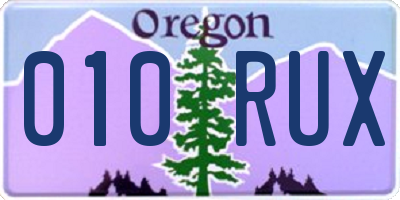 OR license plate 010RUX