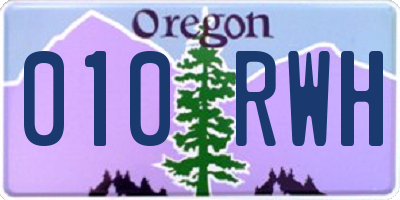 OR license plate 010RWH