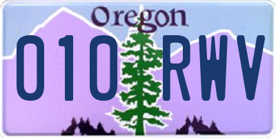 OR license plate 010RWV