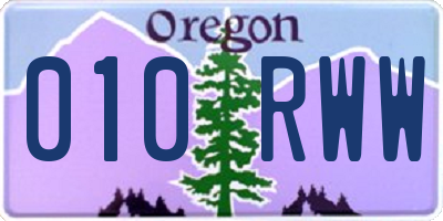 OR license plate 010RWW