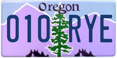 OR license plate 010RYE