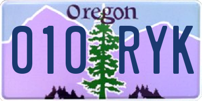 OR license plate 010RYK