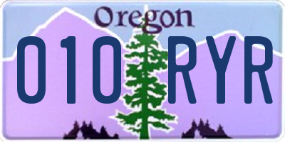 OR license plate 010RYR