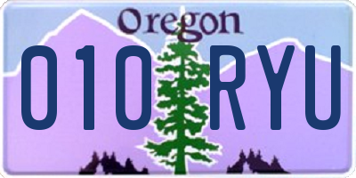 OR license plate 010RYU
