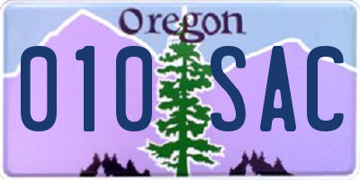OR license plate 010SAC