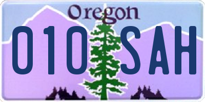 OR license plate 010SAH