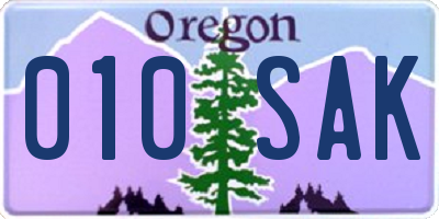 OR license plate 010SAK