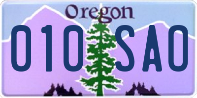 OR license plate 010SAO