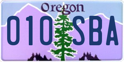 OR license plate 010SBA
