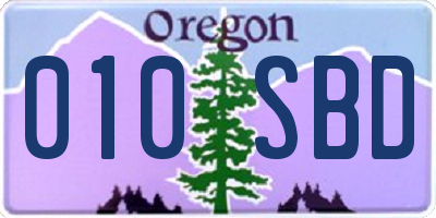 OR license plate 010SBD