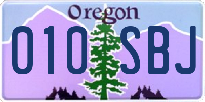 OR license plate 010SBJ