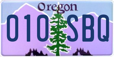 OR license plate 010SBQ