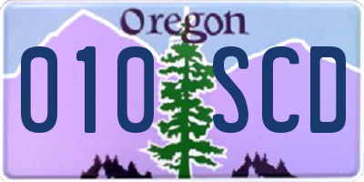 OR license plate 010SCD