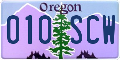 OR license plate 010SCW