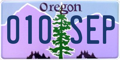 OR license plate 010SEP