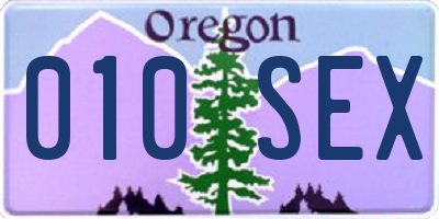 OR license plate 010SEX