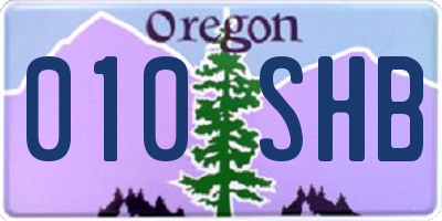 OR license plate 010SHB