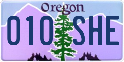 OR license plate 010SHE
