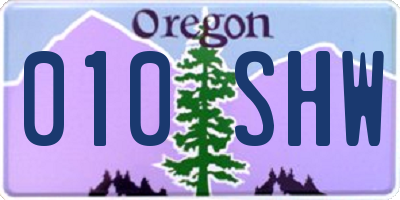 OR license plate 010SHW