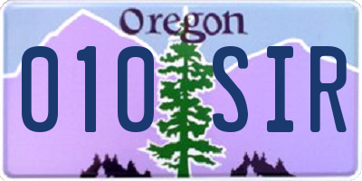 OR license plate 010SIR
