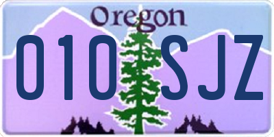 OR license plate 010SJZ
