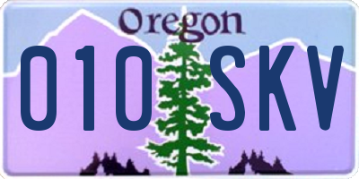 OR license plate 010SKV