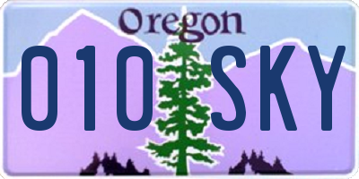 OR license plate 010SKY