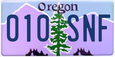 OR license plate 010SNF