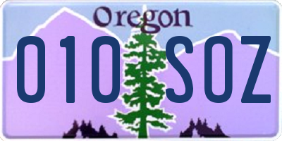 OR license plate 010SOZ