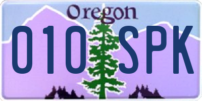 OR license plate 010SPK