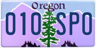 OR license plate 010SPO