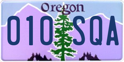 OR license plate 010SQA