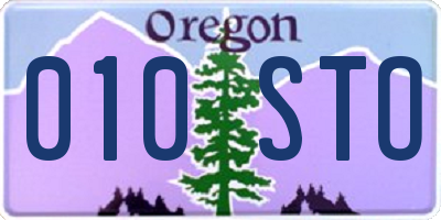 OR license plate 010STO
