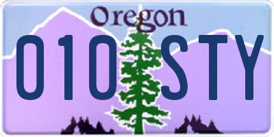 OR license plate 010STY