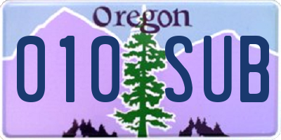OR license plate 010SUB