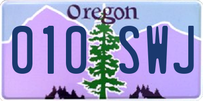 OR license plate 010SWJ