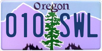 OR license plate 010SWL