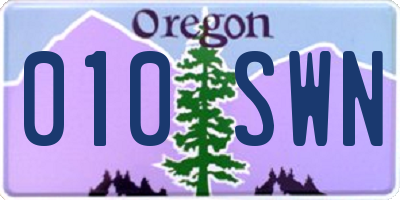 OR license plate 010SWN