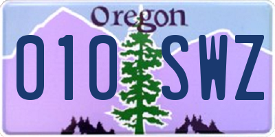 OR license plate 010SWZ