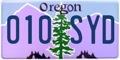 OR license plate 010SYD