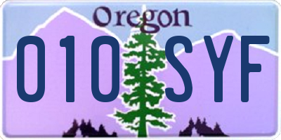 OR license plate 010SYF