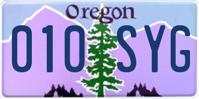 OR license plate 010SYG