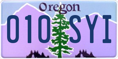 OR license plate 010SYI