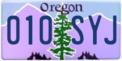 OR license plate 010SYJ