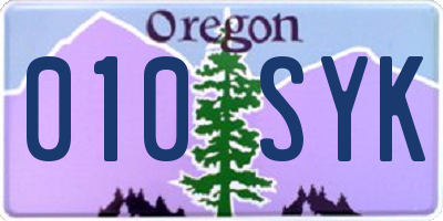 OR license plate 010SYK