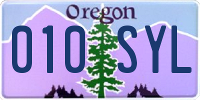 OR license plate 010SYL