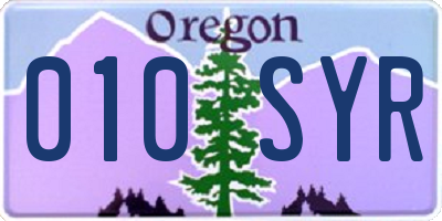 OR license plate 010SYR