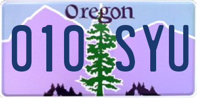 OR license plate 010SYU