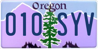 OR license plate 010SYV