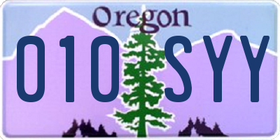 OR license plate 010SYY